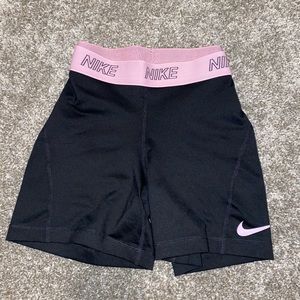 Nike black and pink compression shorts